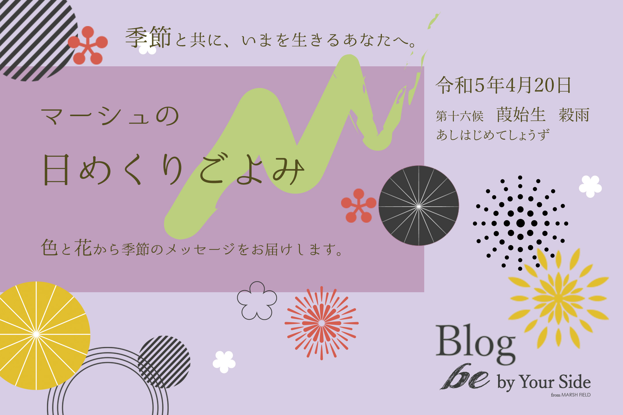 マーシュの日めくりごよみ✾葭始生（あしはじめてしょうず）