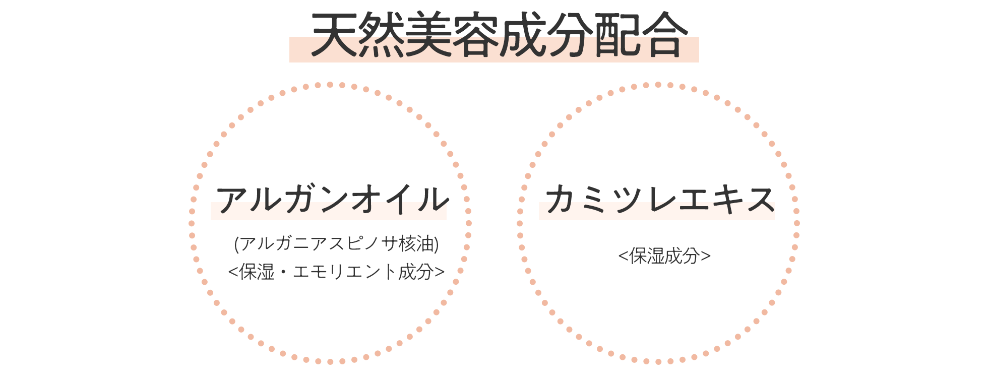 POINT1天然美容成分配合、POINT2アルガンオイル（アルガニアスピノサ核油）＜保湿・エモリエント成分＞、POINT3カミツレエキス＜保湿成分＞